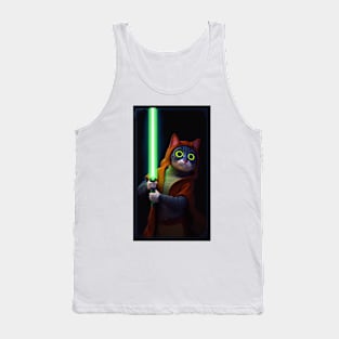 Fun Cat Print ~ AI Art ~ Fantasy Cat ~ Sci-fi Cat ~ Cats with Lightsabers Tank Top